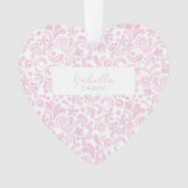 ピンクウォーターベビー名誕生日付甘いハート オーナメント (正面)