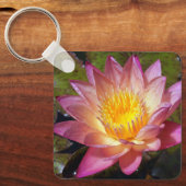 ピンクウォーターリリー写真キーチェーン キーホルダー (正面)