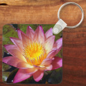 ピンクウォーターリリー写真キーチェーン キーホルダー (裏面)