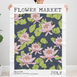 ピンクウォーターリレンロータス7月誕生花市場 フリースブランケット