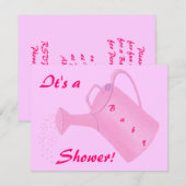 ピンクウォーターリングカンベビーシャワー招待状 招待状 (正面/裏面)