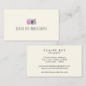 ピンクウォーターレトロカメラカメラロゴ 名刺 (正面/裏面)