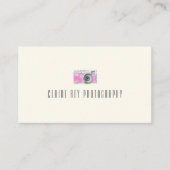 ピンクウォーターレトロカメラカメラロゴ 名刺 (正面)