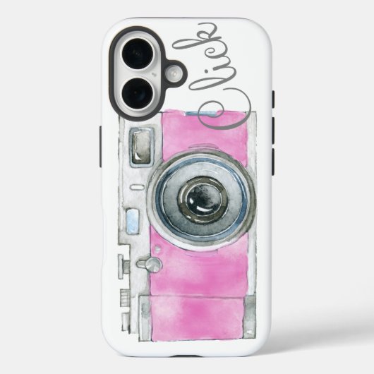 ピンクウォーターレトロカメラカメラロゴ Case-Mate iPhoneケース (裏面)