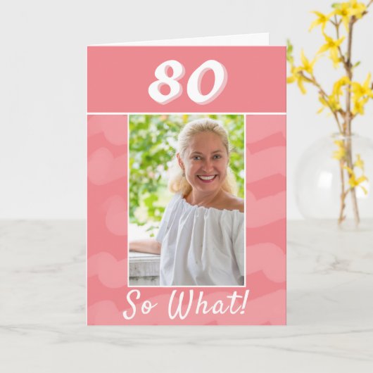 ピンクウォーター感動的カラー写真80誕生日 カード (黄色い花)