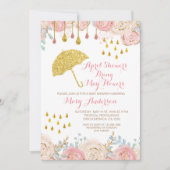 ピンクウォーター春エイプリルベビーシャワー 招待状 (正面)