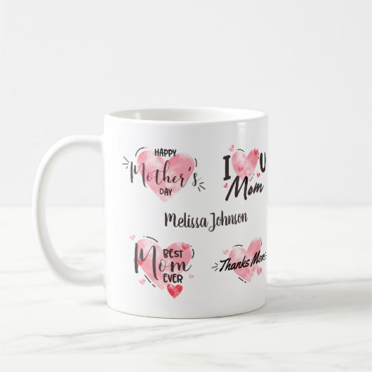ピンクウォーター最高のカラーお母さん母の日のことわざ コーヒーマグカップ (左)
