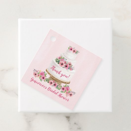 ピンクウォーター結婚カラーのケーキありがとう フェイバータグ (インサイチュ)