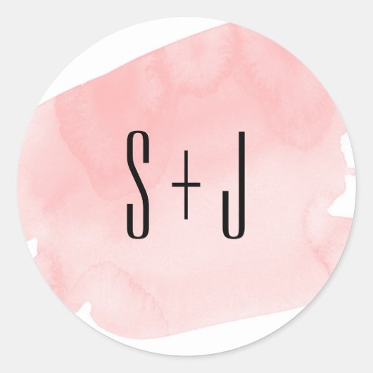 ピンクウォーター結婚カラーのシール ラウンドシール (正面)