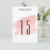 ピンクウォーター結婚カラーのテーブル番号 招待状 (スタンド正面)