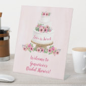 ピンクウォーター結婚カラーズケーキブライダルシャワー 台座サイン (インサイチュ)