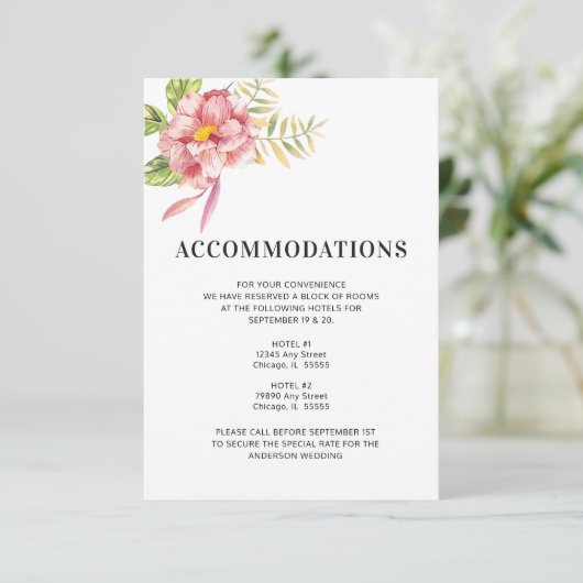 ピンクウォーター結婚カラーフローラ宿泊施設 エンクロージャーカード (スタンド正面)