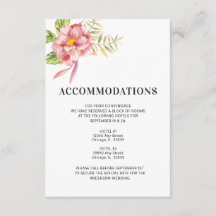 ピンクウォーター結婚カラーフローラ宿泊施設 エンクロージャーカード