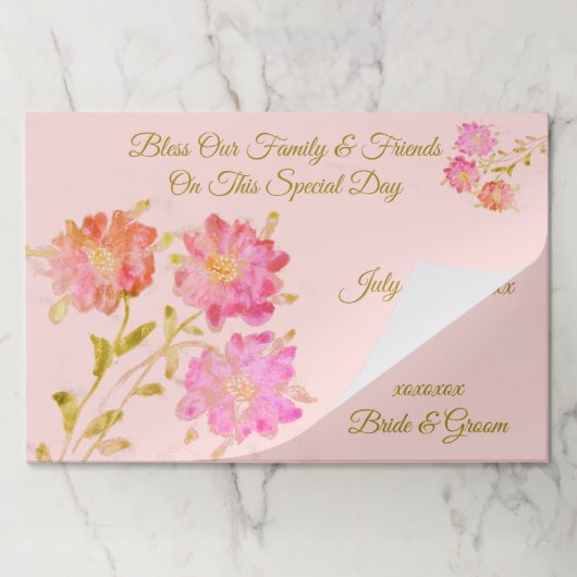 ピンクウォーター結婚カラーフローラ紙ランチョンマット ペーパーパッド (折り畳み)