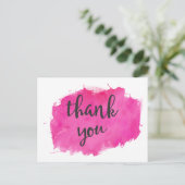 ピンクウォーター絵を描カラー(ばちゃばちゃ)跳ねるありがとう ポストカード (スタンド正面)