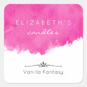 ピンクウォーター絵を描カラー（ばちゃばちゃ）跳ねるキャンドル スクエアシール (正面)
