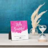 ピンクウォーター絵を描カラー（ばちゃばちゃ）跳ねるハロービューティフル フォトプラーク (インサイチュ)