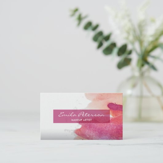 ピンクウォーター絵を描カラー（ばちゃばちゃ）跳ねる抽象芸術 名刺 (スタンド正面)