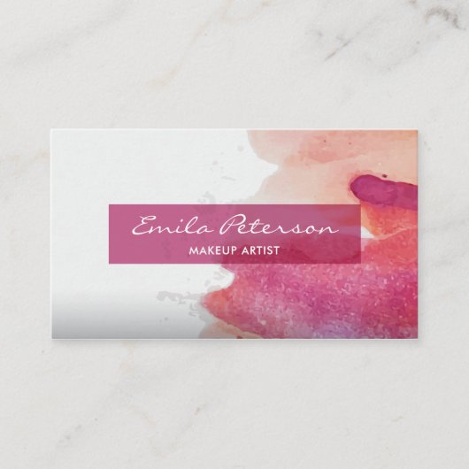 ピンクウォーター絵を描カラー（ばちゃばちゃ）跳ねる抽象芸術 名刺 (正面)