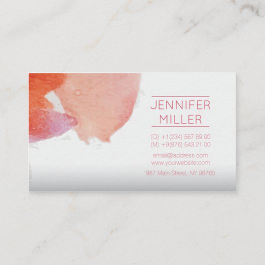ピンクウォーター絵を描カラー(ばちゃばちゃ)跳ねる抽象芸術 名刺 (裏面)
