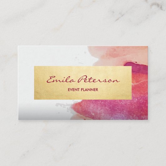 ピンクウォーター絵を描カラー(ばちゃばちゃ)跳ねる抽象芸術 名刺 (正面)