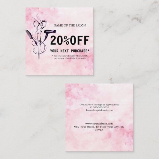 ピンクウォーター美しいサロン割引カード 割引カード (正面/裏面)