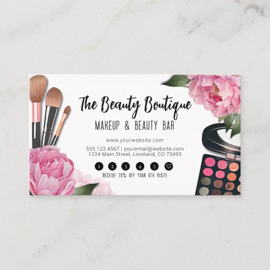 ピンクウォーター美しいメイクアップアーティストビジネス ロイヤリティカード (正面)