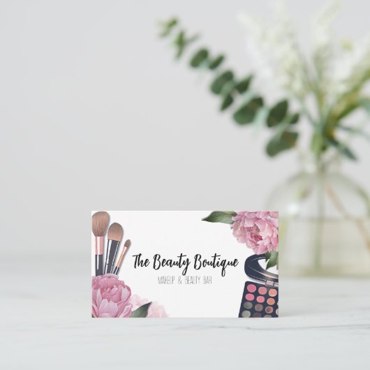 ピンクウォーター美しいメイクアップアーティスト 名刺 (スタンド正面)