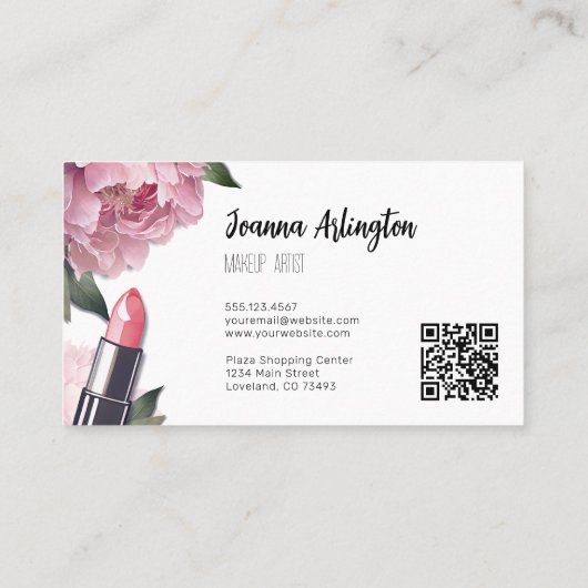 ピンクウォーター美しいメイクアップアーティスト 名刺 (裏面)