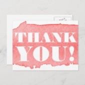 ピンクウォーター色ありがとうはがき ポストカード (正面/裏面)