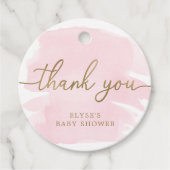 ピンクウォーター色ありがとうメッセージカード フェイバータグ (正面)