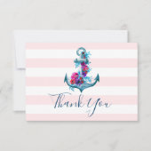 ピンクウォーター色いかり結婚のサンキューカード 招待状 (正面)