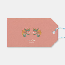 ピンクウォーター色のアールヌーボー結婚ズ ギフトタグ