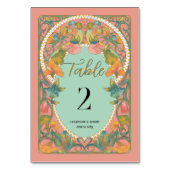 ピンクウォーター色のアールヌーボー結婚ズ テーブルナンバー (裏面)