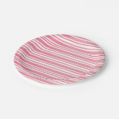 ピンクウォーター色のストライプ誕生日 ペーパープレート (アングル)