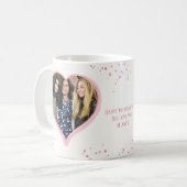 ピンクウォーター色のハートシンプルフォトミニマリスト コーヒーマグカップ (正面左)