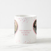 ピンクウォーター色のハートシンプルフォトミニマリスト コーヒーマグカップ (中央)