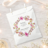 ピンクウォーター色のリース女の子の赤ちゃんシャワー フェイバーバッグ (クリップ留めされた状態)