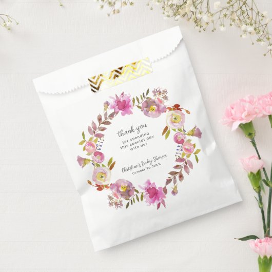 ピンクウォーター色のリース女の子の赤ちゃんシャワー フェイバーバッグ (封をした状態)