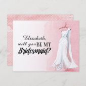 ピンクウォーター色ガウン"あなたは私の花嫁になる" 招待状 (正面/裏面)