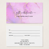 ピンクウォーター色グリッターギフト券 (正面&裏面)