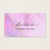 ピンクウォーター色グリッターギフト券 (正面)