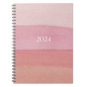 ピンクウォーター色ストライプ ノートブック (正面)