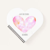 ピンクウォーター色ハートカスタム感謝ジャーナル ノートブック (正面)