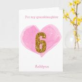 ピンクウォーター色ハート金ゴールドグリッター6誕生日 カード (黄色い花)