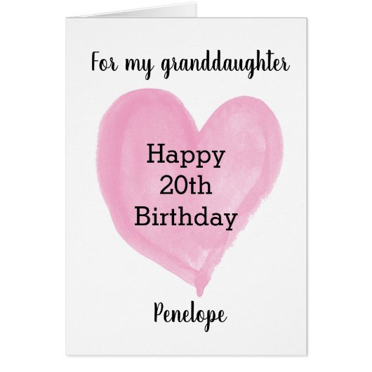 ピンクウォーター色ハート20誕生日 (正面)