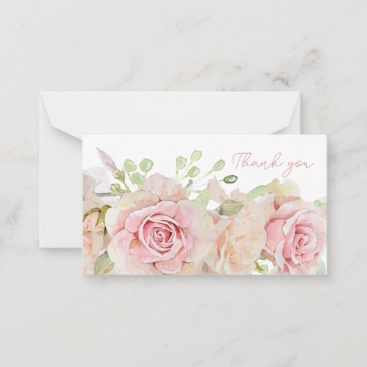 ピンクウォーター色バラありがとう ノートカード (正面)