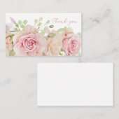 ピンクウォーター色バラありがとう ノートカード (正面/裏面)