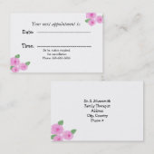 ピンクウォーター色バラオフィスアポイントメントカード 予約カード (正面/裏面)