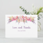 ピンクウォーター色フローラありがとう サンキューカード (スタンド正面)